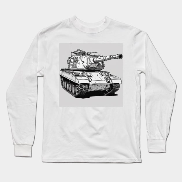 Black and white tank illustration Long Sleeve T-Shirt by nonagobich